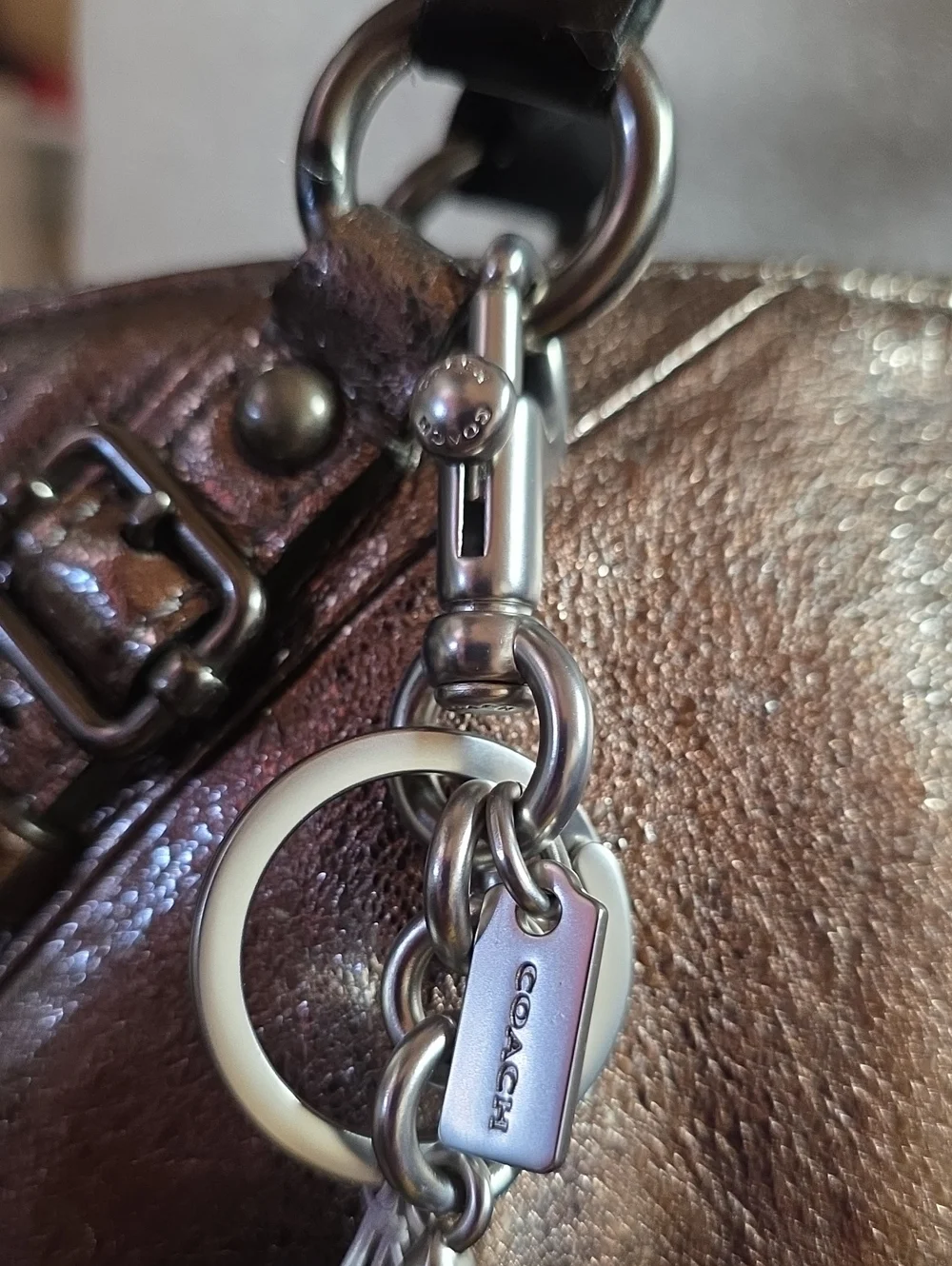 Coach Embellished Lg. Crystal Black Cherries Charm/ Key Ring Nwt Silver Hardware